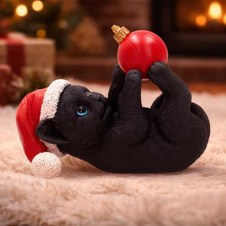 Cat in Santa Hat Playing With Bauble 13.5cm - Shop Figurines Medium (15-29cm) At Gift Moments - 1