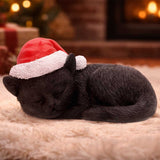 Sleeping Black Cat in Santa Hat 9.5cm - Shop Figurines Medium (15-29cm) At Gift Moments - 1