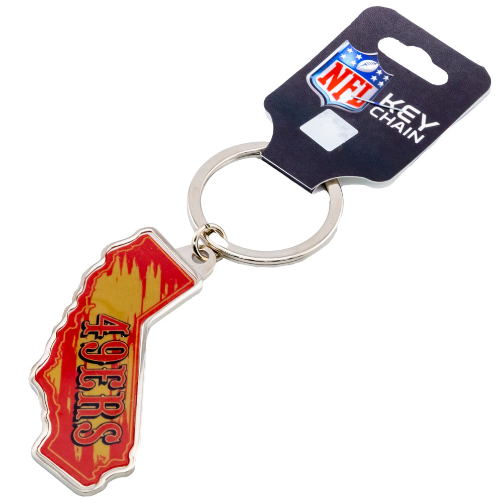 San Francisco 49ers State Shape Keyring: 3 Keyrings By American Sports