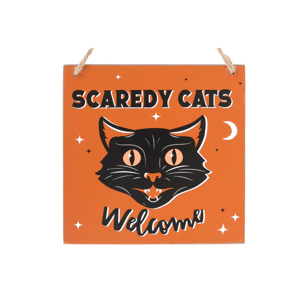 Scaredy Cats Welcome Vintage Hanging Sign: 2 - Signs & Plaques By Gift Moments