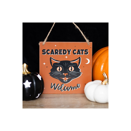 Scaredy Cats Welcome Vintage Hanging Sign: 4 - Signs & Plaques By Gift Moments
