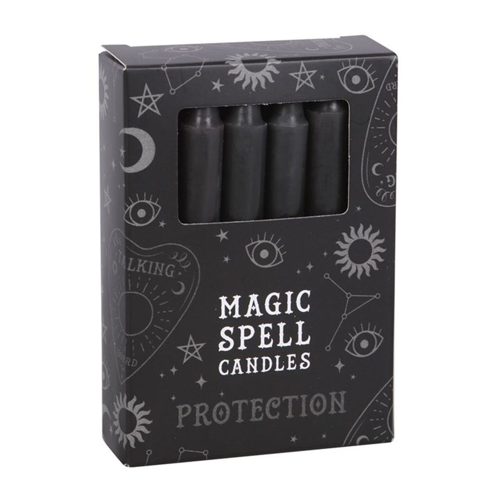 Set of 12 Black ’Protection’ Spell Candles: 1 - Candles By Gift Moments
