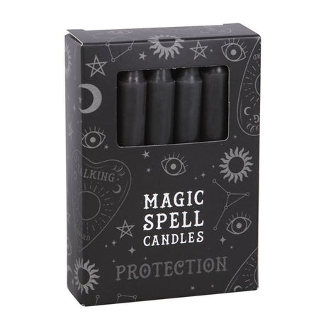 Set of 12 Black ’Protection’ Spell Candles: 1 - Candles By Gift Moments