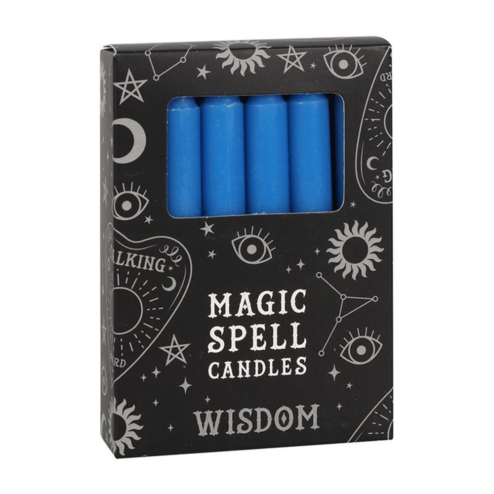 Set of 12 Blue ’Wisdom’ Spell Candles: 1 - Candles By Gift Moments