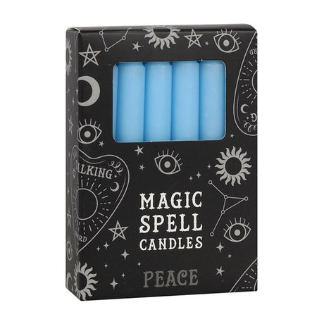 Set of 12 Light Blue ’Peace’ Spell Candles: 1 - Candles By Gift Moments