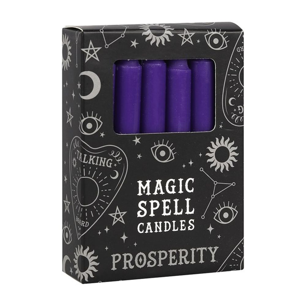 Set of 12 Purple ’Prosperity’ Spell Candles: 1 - Candles By Gift Moments