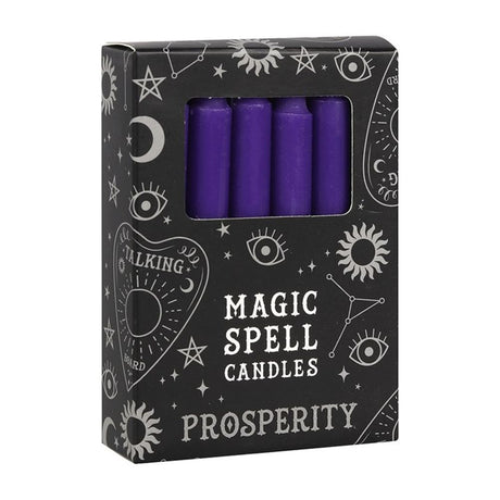Set of 12 Purple ’Prosperity’ Spell Candles: 1 - Candles By Gift Moments