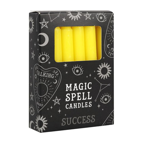 Set of 12 Yellow ’Success’ Spell Candles: 1 - Candles By Gift Moments