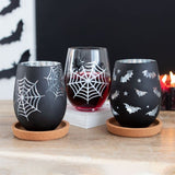 Spider and Web Stemless Wine Glass Set: 4 - Glassware By Gift Moments