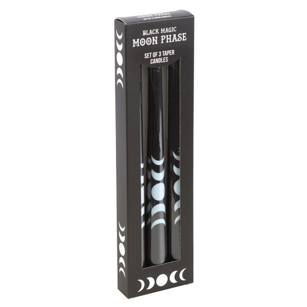 Set of 3 Black Magic Moon Phase Taper Candles: 1 - Candles By Gift Moments