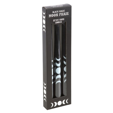 Set of 3 Black Magic Moon Phase Taper Candles: 1 - Candles By Gift Moments