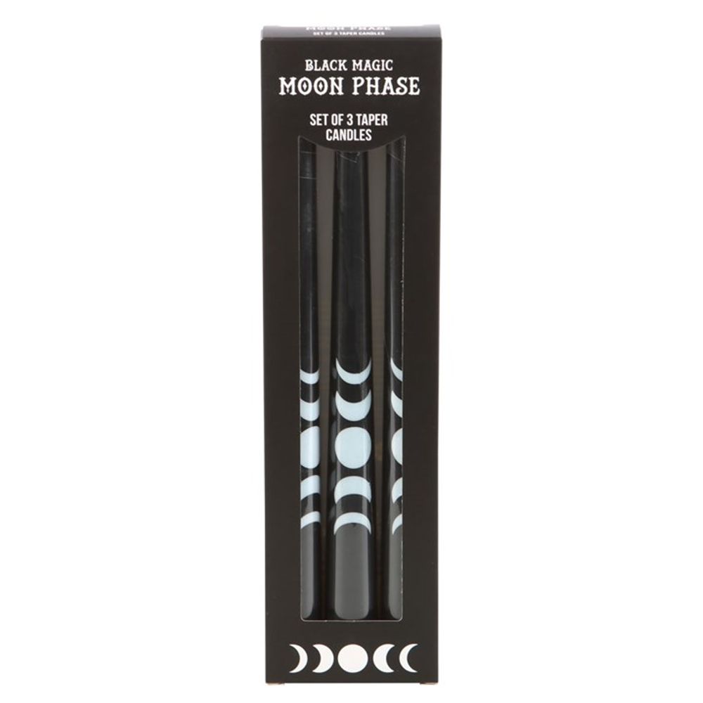 Set of 3 Black Magic Moon Phase Taper Candles: 2 - Candles By Gift Moments