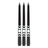 Set of 3 Black Magic Moon Phase Taper Candles: 3 - Candles By Gift Moments