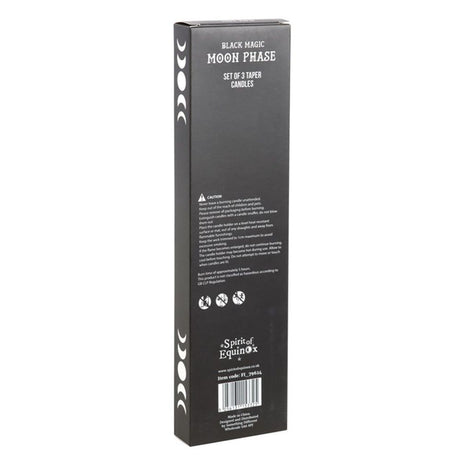 Set of 3 Black Magic Moon Phase Taper Candles: 5 - Candles By Gift Moments