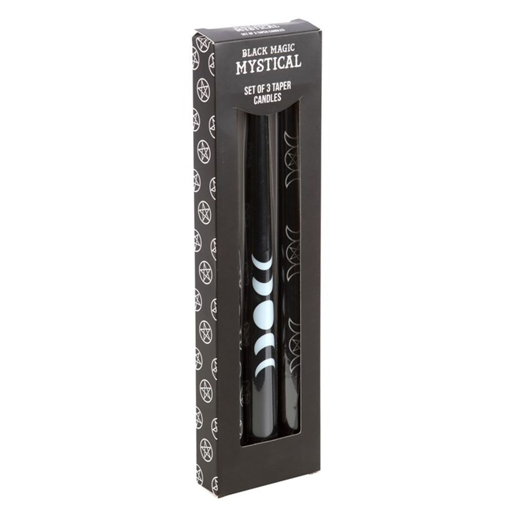 Set of 3 Black Magic Mystical Taper Candles: 1 - Candles By Gift Moments