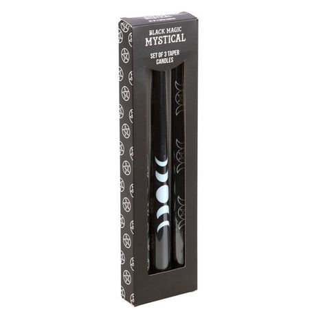 Set of 3 Black Magic Mystical Taper Candles: 1 - Candles By Gift Moments