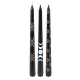 Set of 3 Black Magic Mystical Taper Candles: 3 - Candles By Gift Moments