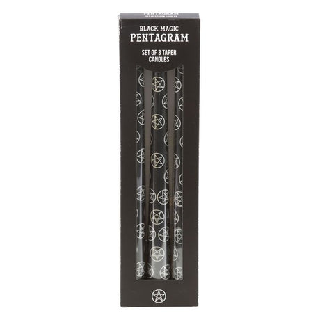 Set of 3 Black Magic Pentagram Taper Candles: 2 - Candles By Gift Moments