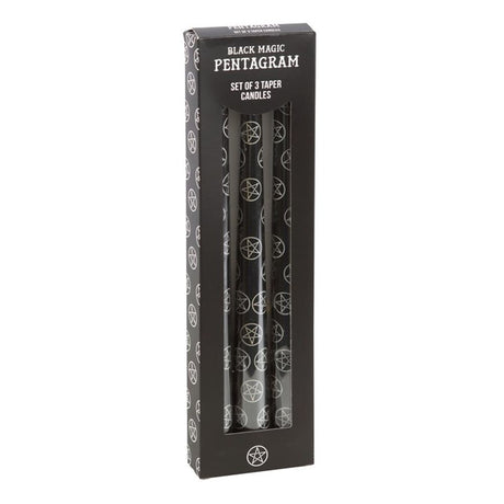 Set of 3 Black Magic Pentagram Taper Candles: 1 - Candles By Gift Moments