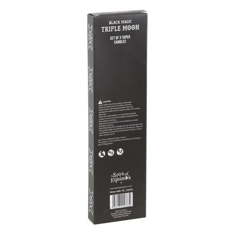 Set of 3 Black Magic Triple Moon Taper Candles: 5 - Candles By Gift Moments