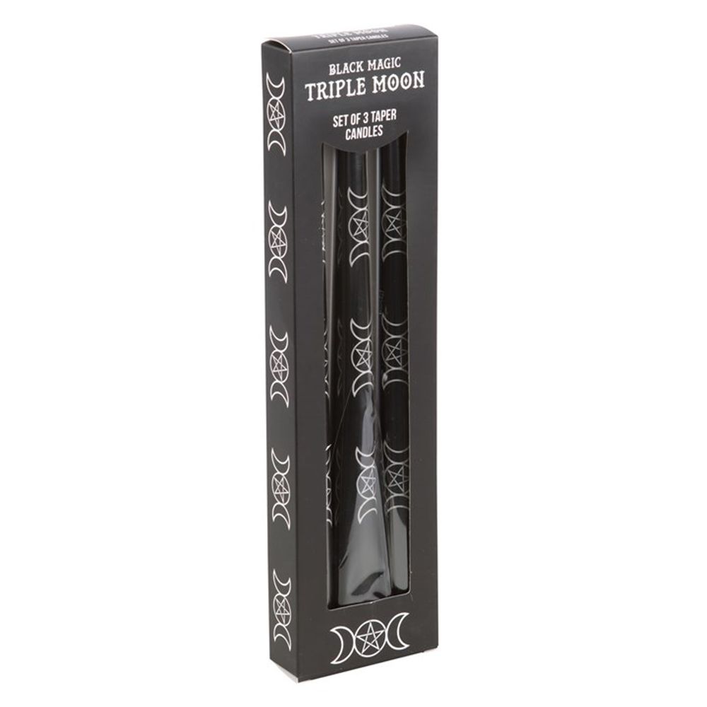 Set of 3 Black Magic Triple Moon Taper Candles: 1 - Candles By Gift Moments