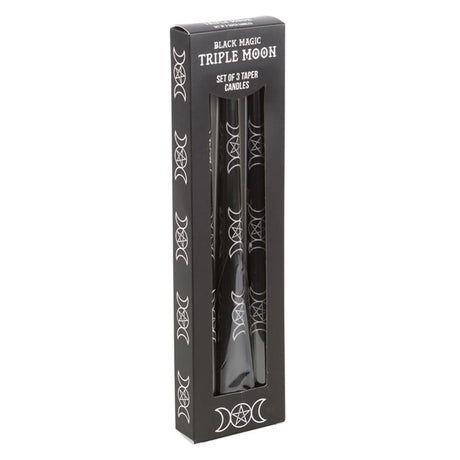 Set of 3 Black Magic Triple Moon Taper Candles: 1 - Candles By Gift Moments