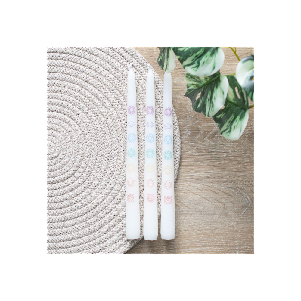 Set of 3 Chakra Balancing Taper Dinner Candles: 6 - Candles By Gift Moments