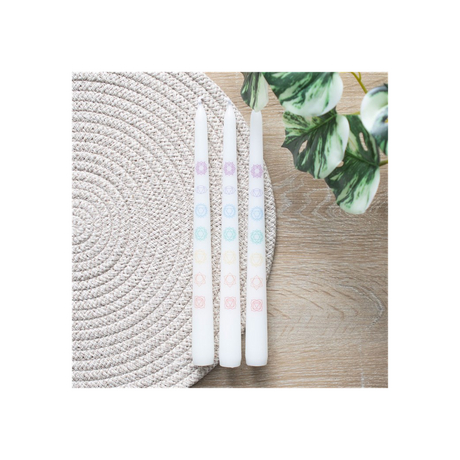 Set of 3 Chakra Balancing Taper Dinner Candles: 6 - Candles By Gift Moments