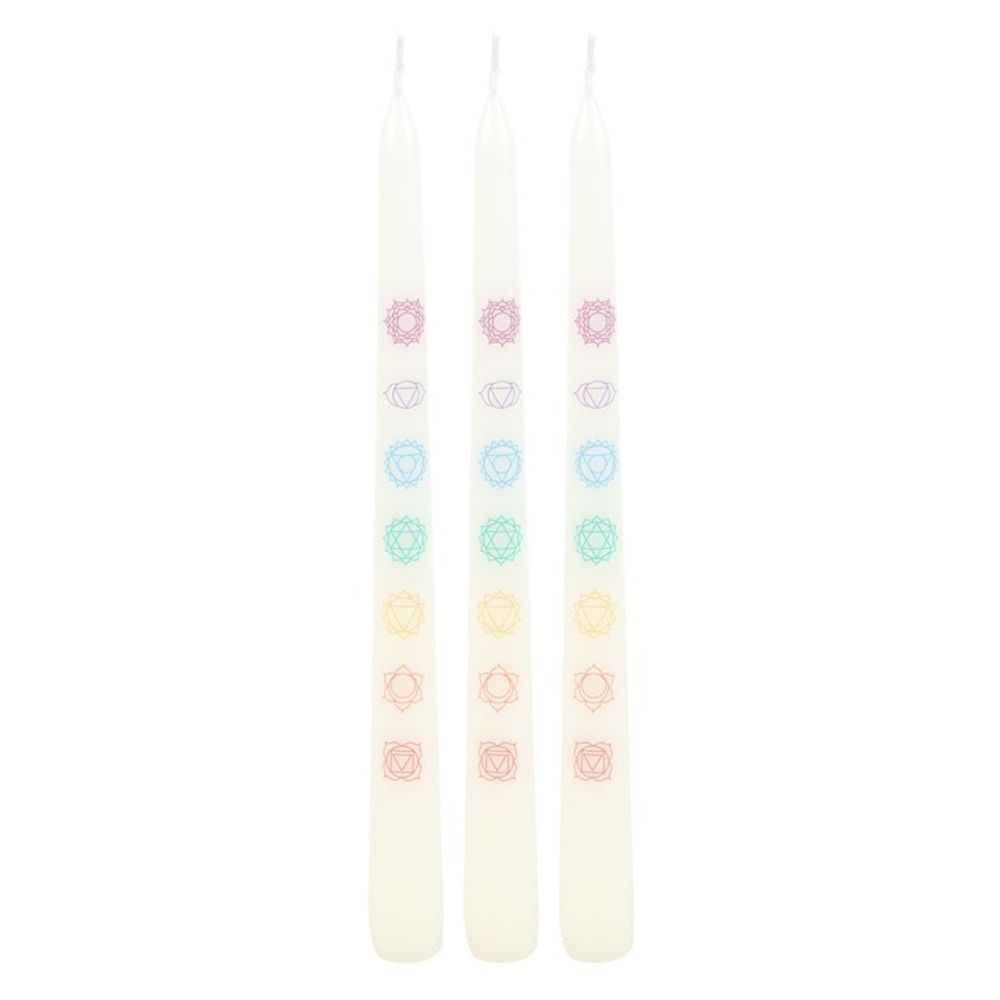 Set of 3 Chakra Balancing Taper Dinner Candles: 3 - Candles By Gift Moments