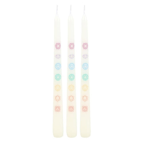 Set of 3 Chakra Balancing Taper Dinner Candles: 3 - Candles By Gift Moments