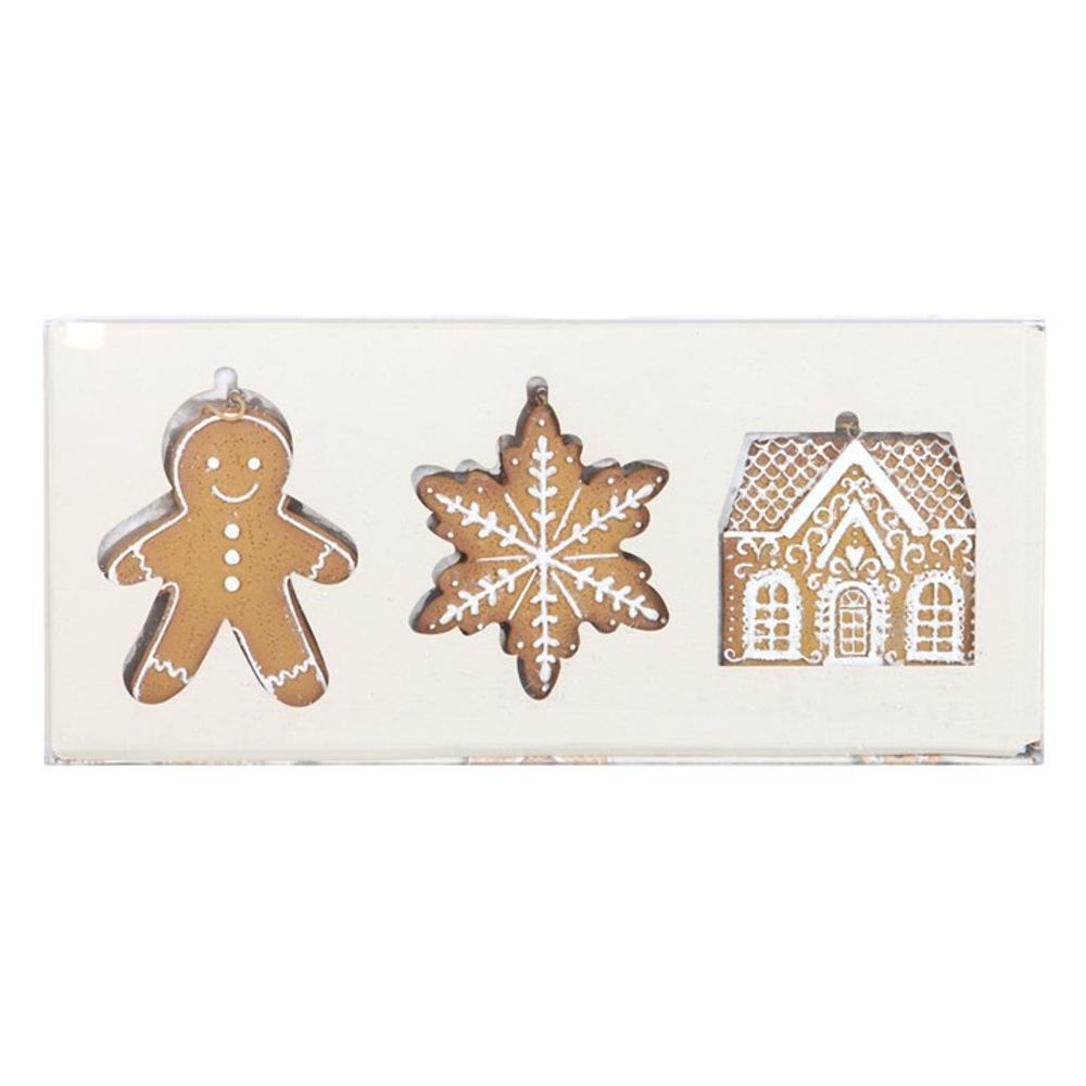 Gingerbread Cookie Hanging Decorations Set of 3: 4 - Christmas Decorations By Gift Moments