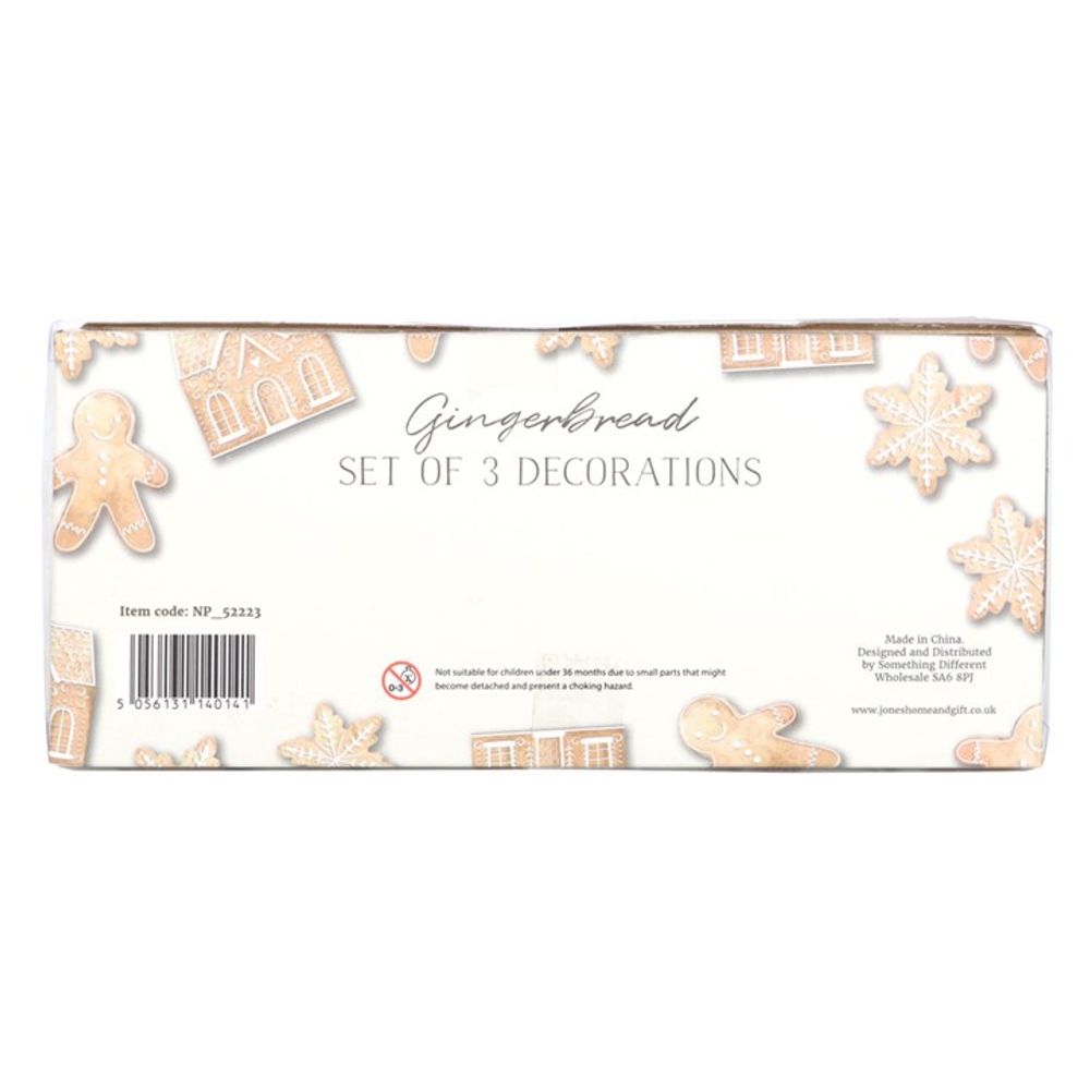 Gingerbread Cookie Hanging Decorations Set of 3: 5 - Christmas Decorations By Gift Moments