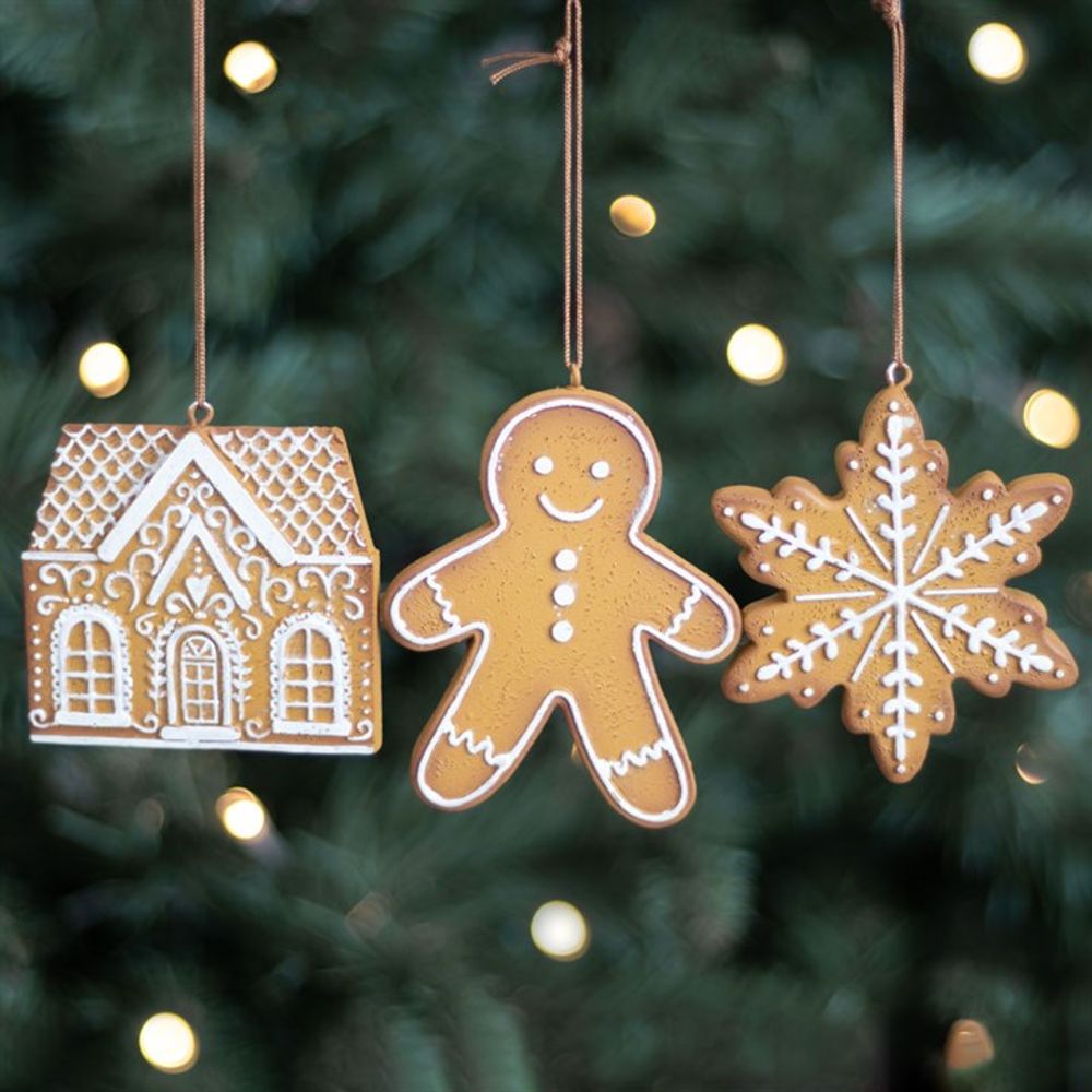 Gingerbread Cookie Hanging Decorations Set of 3: 1 - Christmas Decorations By Gift Moments