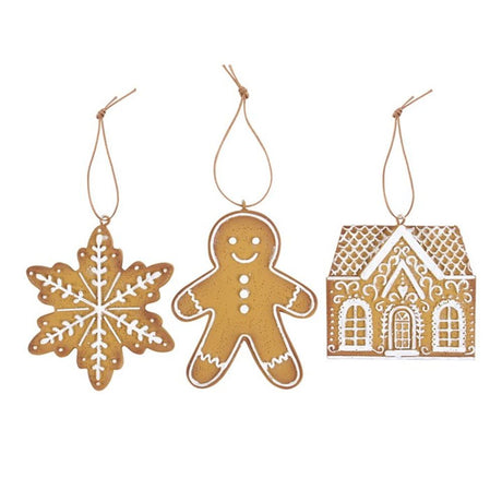 Gingerbread Cookie Hanging Decorations Set of 3: 2 - Christmas Decorations By Gift Moments