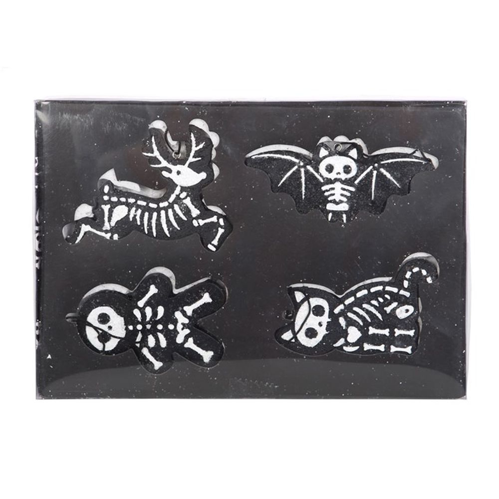 Set of 4 Black Creepy Skeleton Cookie Ornaments: 4 - Christmas Decorations By Gift Moments