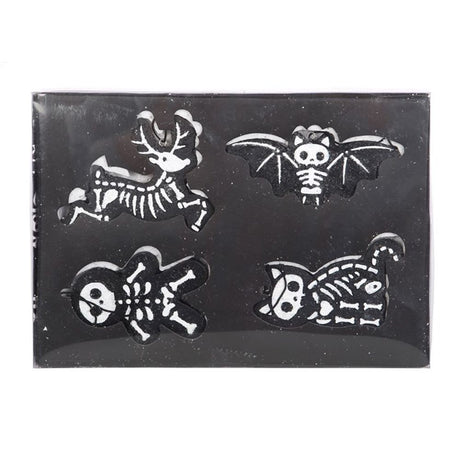 Set of 4 Black Creepy Skeleton Cookie Ornaments: 4 - Christmas Decorations By Gift Moments