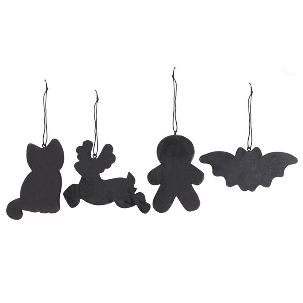 Set of 4 Black Creepy Skeleton Cookie Ornaments: 3 - Christmas Decorations By Gift Moments