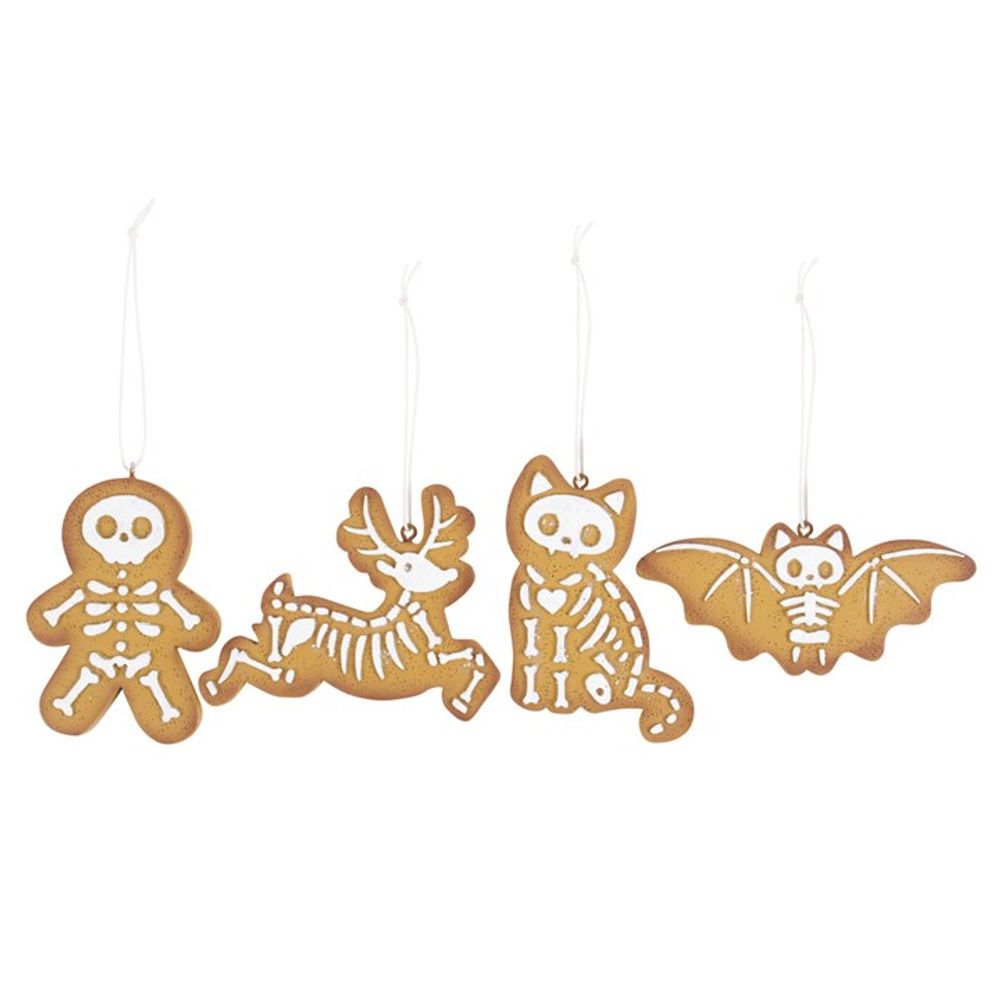 Creepy Skeleton Cookie Ornaments Set of 4: 2 - Christmas Decorations By Gift Moments