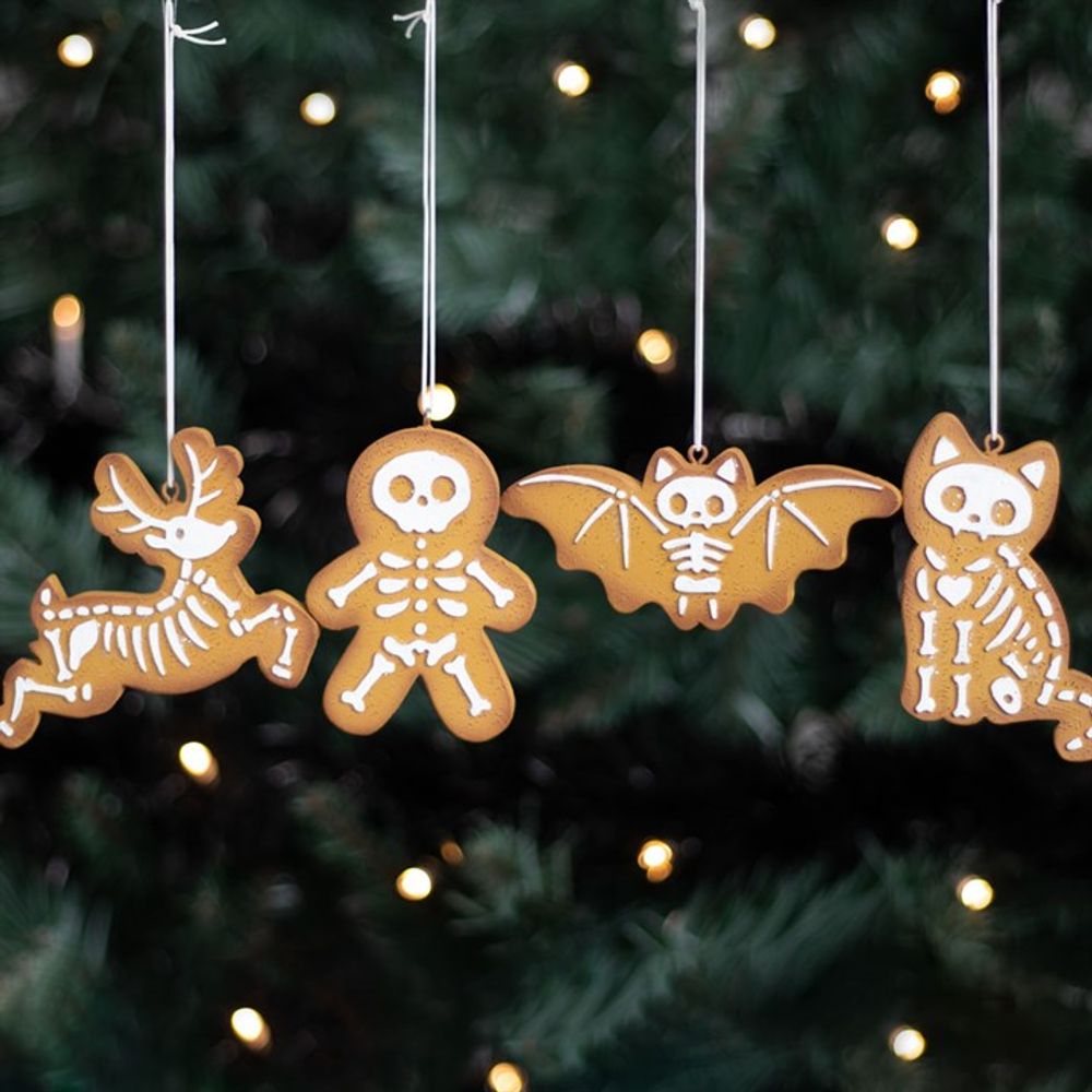 Creepy Skeleton Cookie Ornaments Set of 4: 1 - Christmas Decorations By Gift Moments