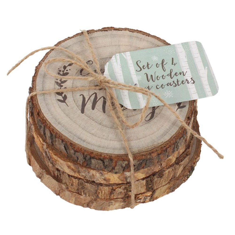 Set of 4 Log Coasters with Fun Text: 4 - Coasters By Gift Moments