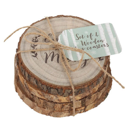 Set of 4 Log Coasters with Fun Text: 4 - Coasters By Gift Moments