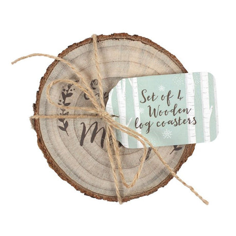 Set of 4 Log Coasters with Fun Text: 3 - Coasters By Gift Moments