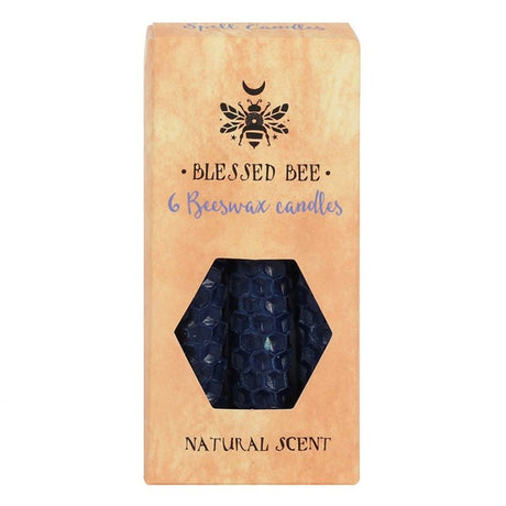 Set of 6 Blue Beeswax Spell Candles: 3 - Candles By Gift Moments