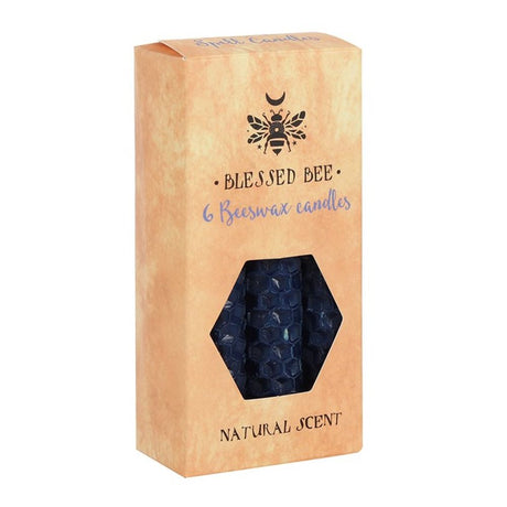 Set of 6 Blue Beeswax Spell Candles: 2 - Candles By Gift Moments