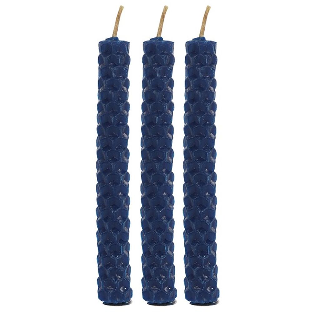 Set of 6 Blue Beeswax Spell Candles: 5 - Candles By Gift Moments