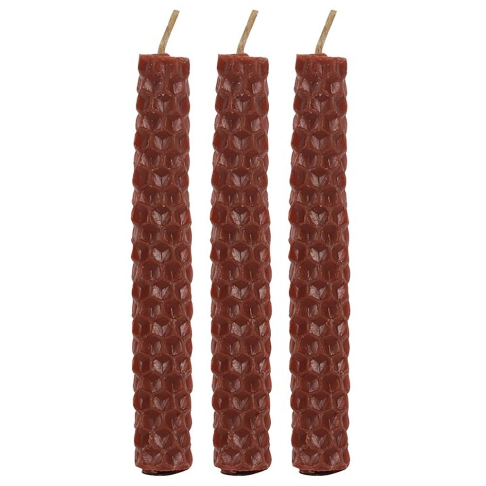 Set of 6 Brown Beeswax Spell Candles: 5 - Candles By Gift Moments