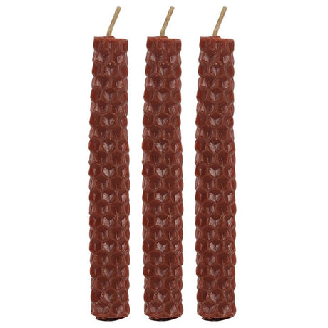 Set of 6 Brown Beeswax Spell Candles: 5 - Candles By Gift Moments