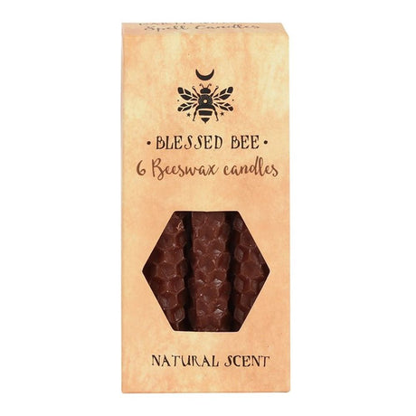 Set of 6 Brown Beeswax Spell Candles: 3 - Candles By Gift Moments