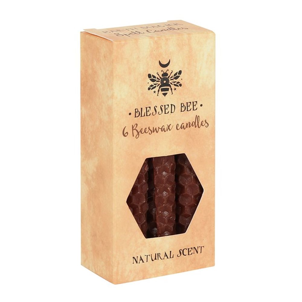 Set of 6 Brown Beeswax Spell Candles: 2 - Candles By Gift Moments