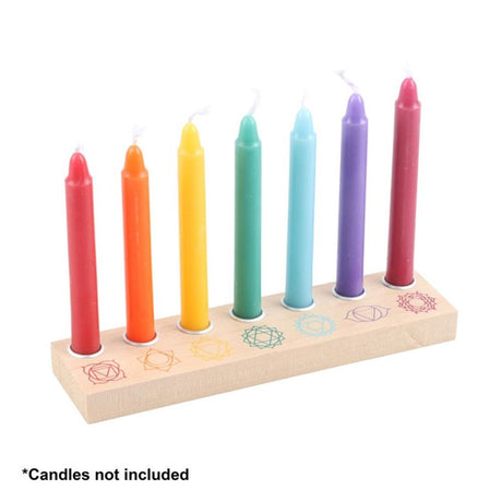 Seven Chakras Wooden Energy Candle Holder: 4 - Candle Holders By Gift Moments